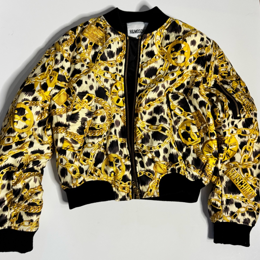 H&M Gold Chain Print Bomber Jacket